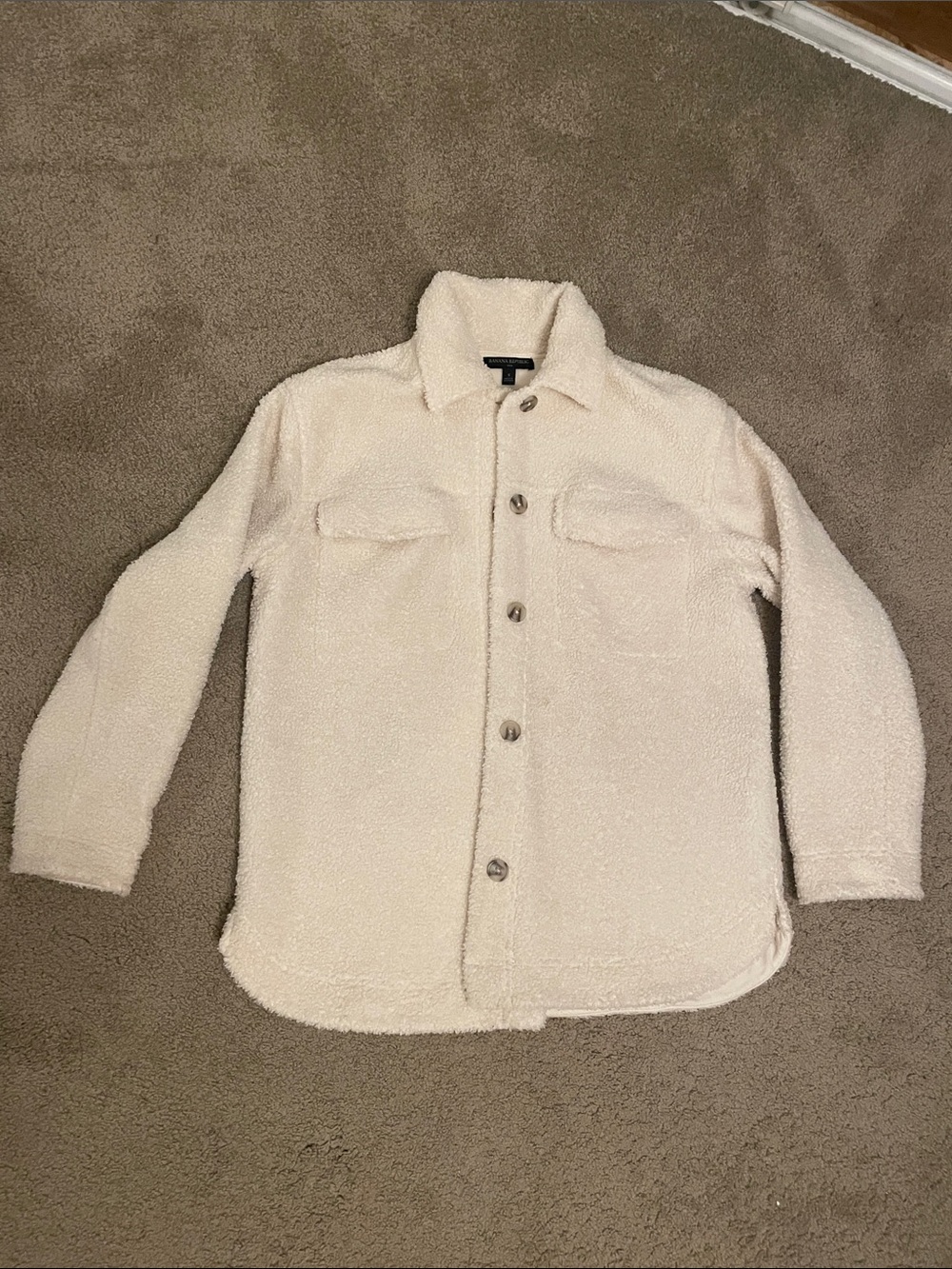 Banana Republic Cream Sherpa Button-Up Jacket